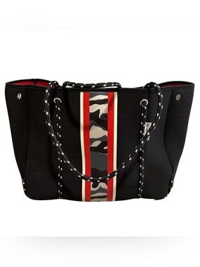 Ah•dorned Black & Camouflage Neoprene Tote Bag